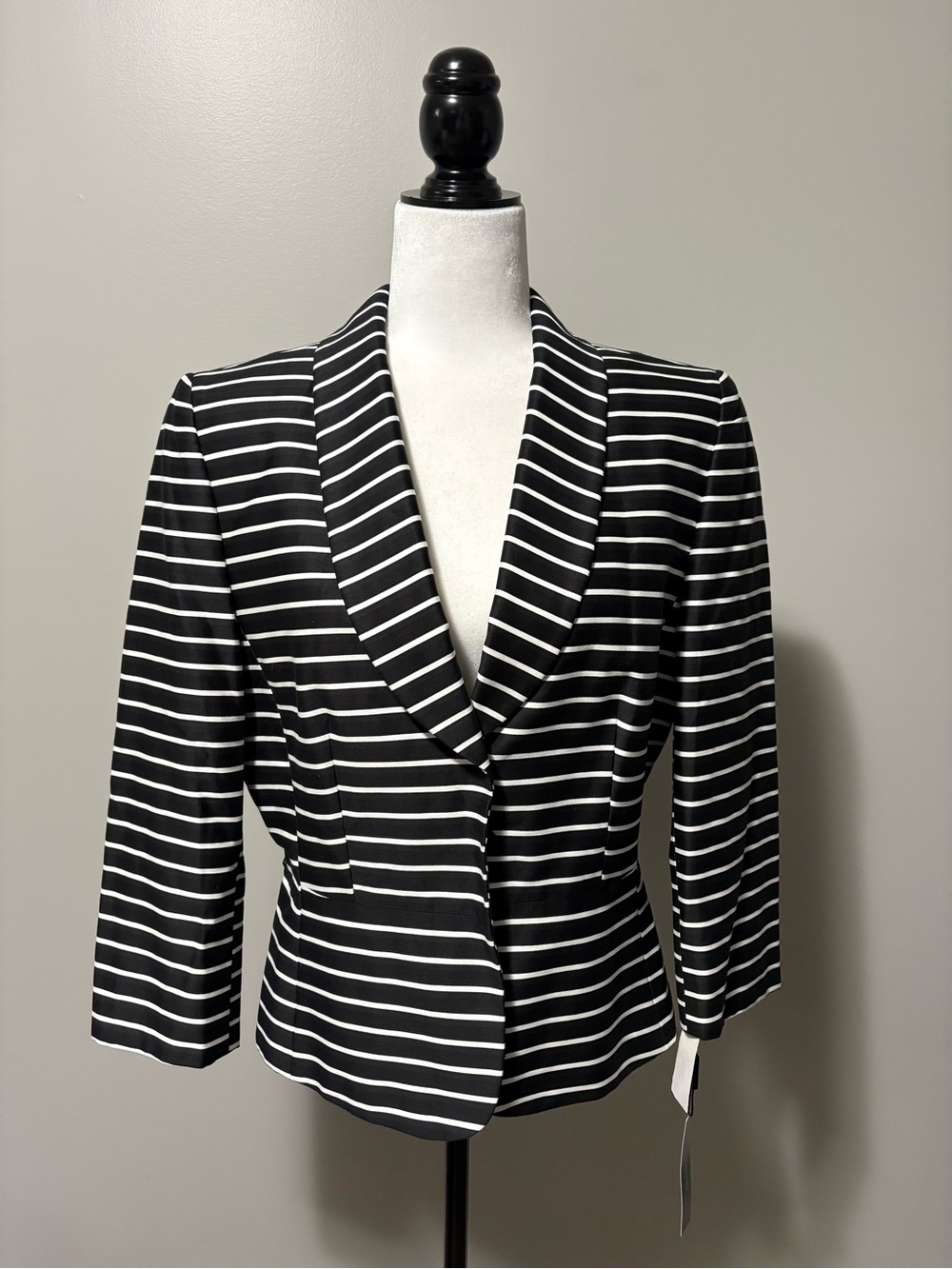Tahari Annia Blazer Black and White Stripe